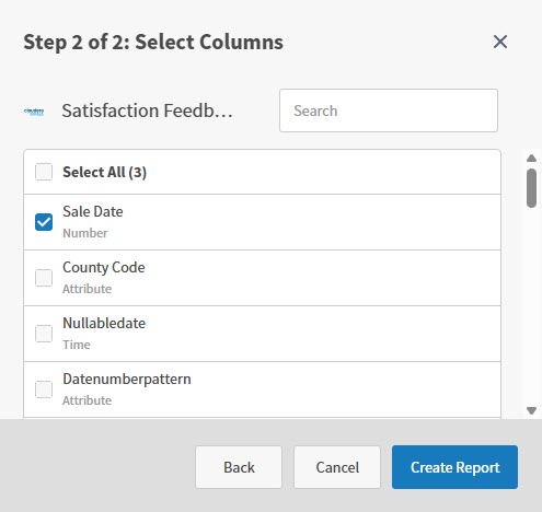 select columns for a self service report