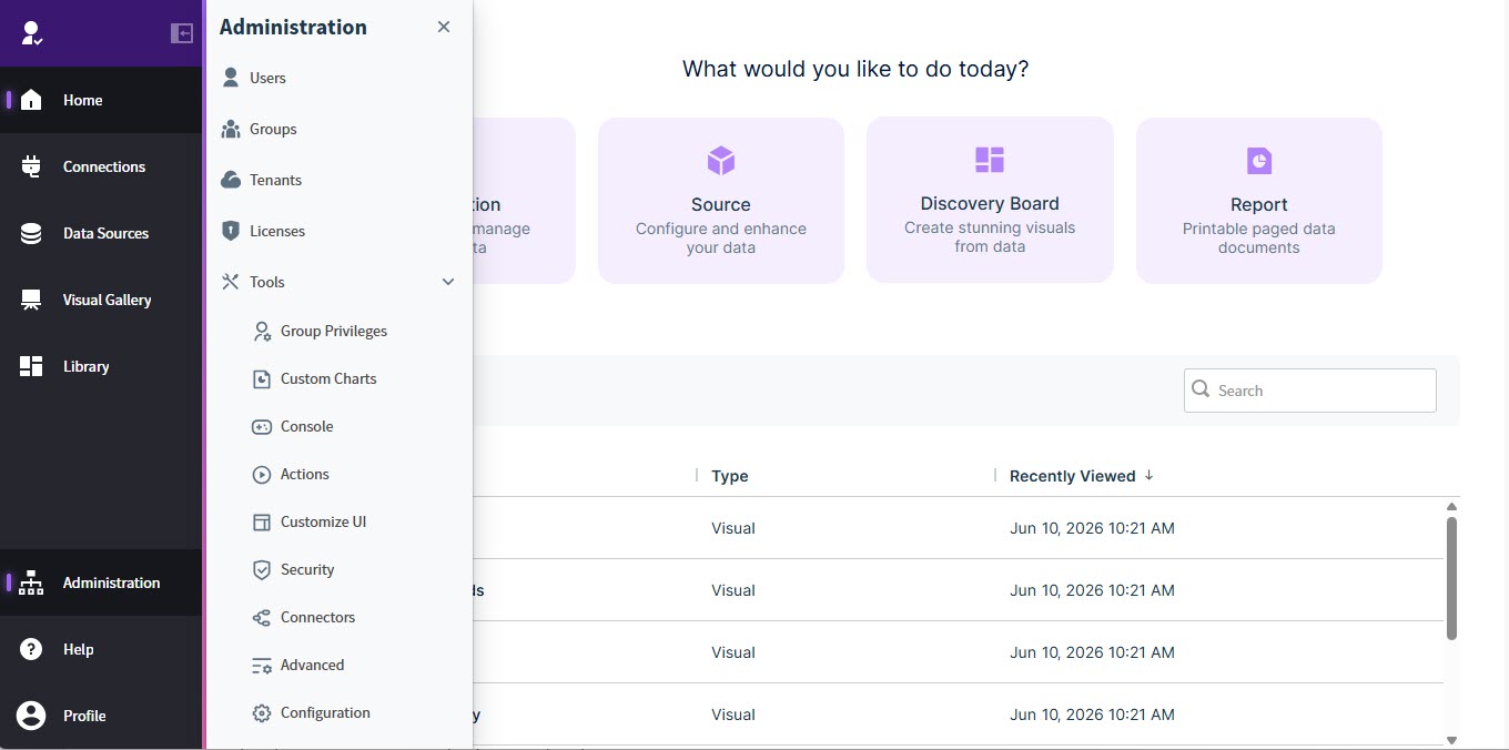 select a menu item, car, or listed item to work with your data or environment or search for items