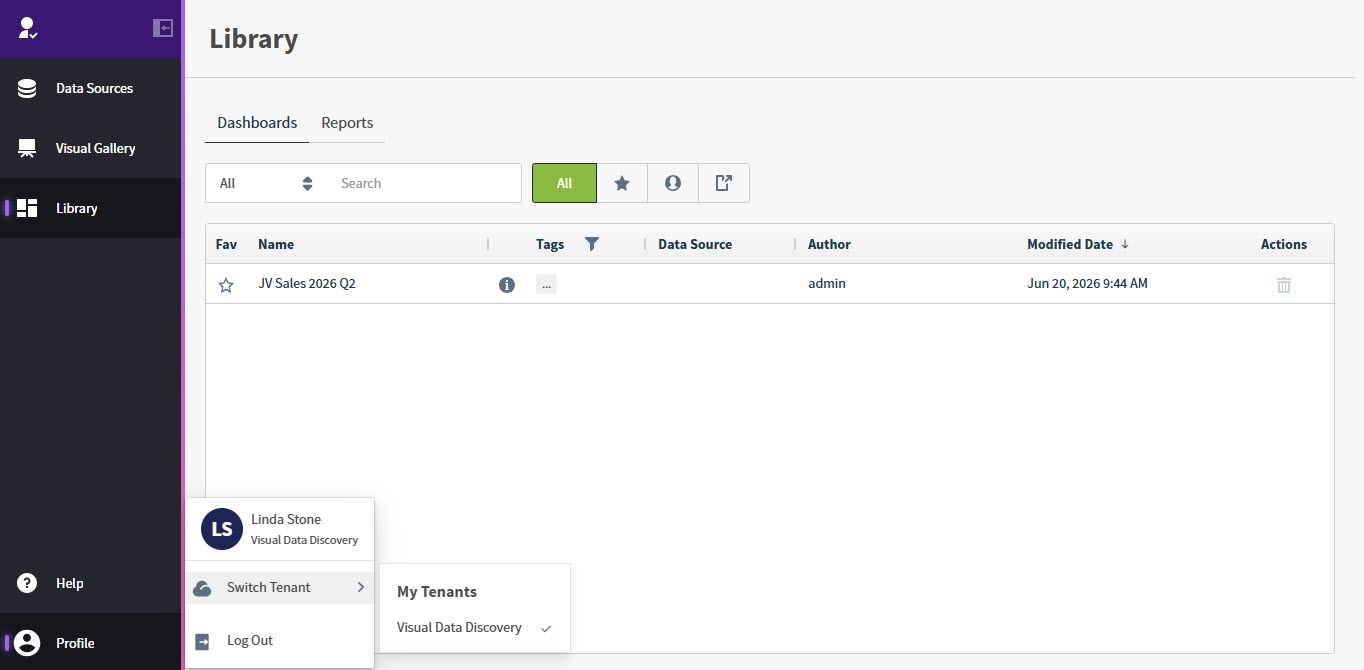 Use the library work area to access dashboards and reports if self service reports are enabled in your environment