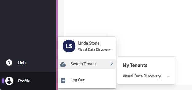 Use the switch tenant option in your profile to switch among tenants