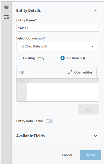 enter the custom SQL for your entity