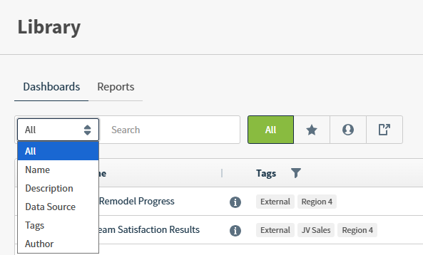Use a search field to search by an available column