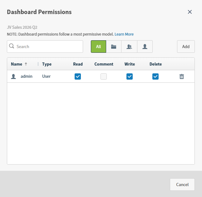 set permissions for users in this work area