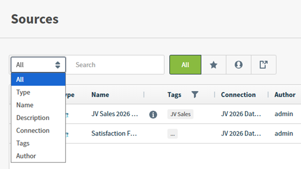 Use a search field to search by an available column