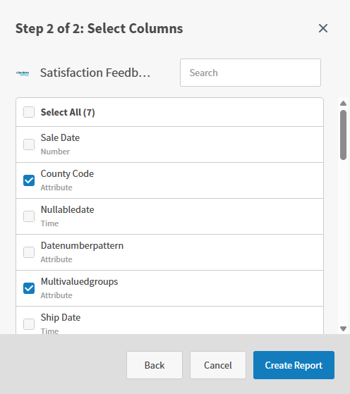 select columns for a self service report