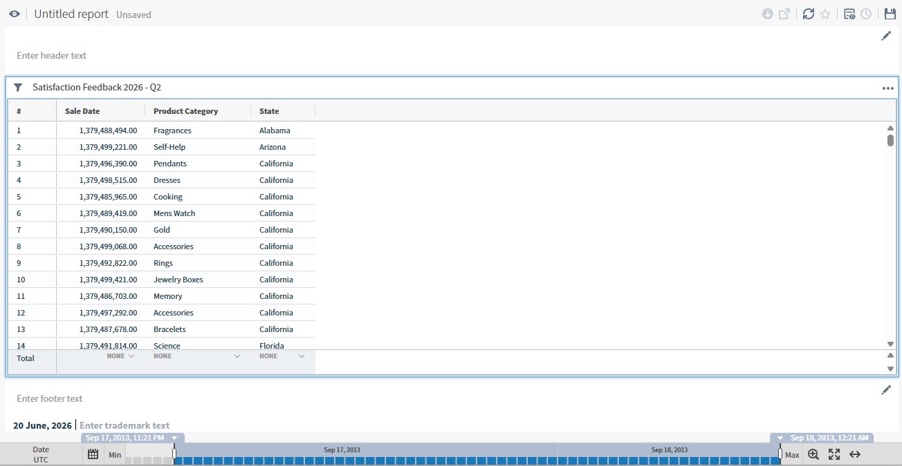 use this work area to design your self service report